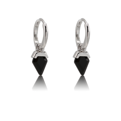 Pendientes Plata Mujer PEM0211RHOX Aro Piedras Minerales Onix Negro
