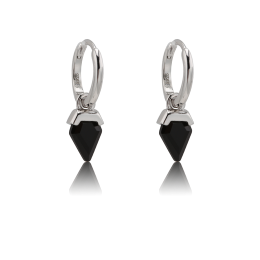 Pendientes Plata Mujer PEM0211RHOX Aro Piedras Minerales Onix Negro