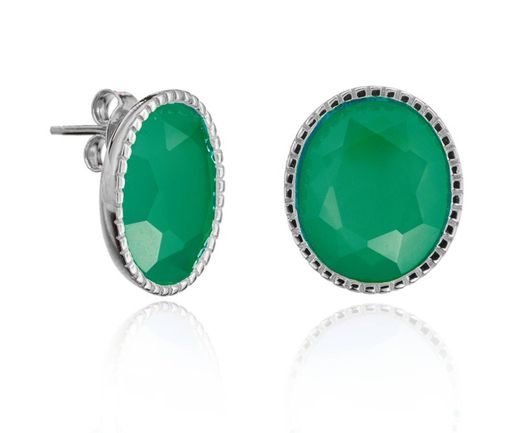 Pendientes Plata Mujer PEM0212RHOV Piedras Minerales Onix Verde