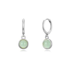 Pendientes Plata Mujer PEM0248RHCA Aro Colgante Piedra Mineral Calcedonia