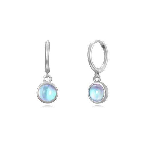 Pendientes Plata Mujer PEM0248RHPL Aro Colgante Piedra Mineral Piedra Luna