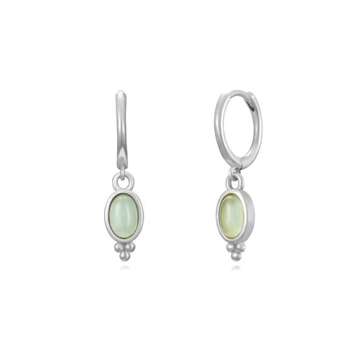 Pendientes Plata Mujer PEM0249RHCA Aro Colgante Piedra Mineral Calcedonia
