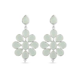 Pendientes Plata Mujer PEM0299PLCA Colgante Piedras Minerales Calcedonia