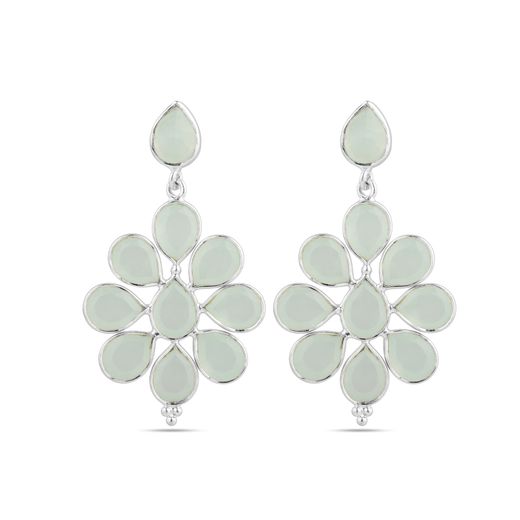 Pendientes Plata Mujer PEM0299PLCA Colgante Piedras Minerales Calcedonia