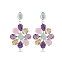 Pendientes Plata Mujer PEM0299PLMT Colgante Piedras Minerales Varias