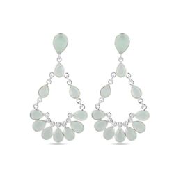 Pendientes Plata Mujer PEM0300PLCA Colgante Piedras Minerales Calcedonia