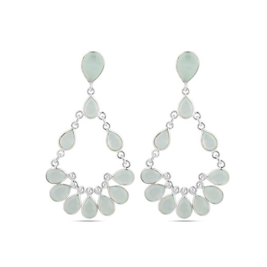Pendientes Plata Mujer PEM0300PLCA Colgante Piedras Minerales Calcedonia