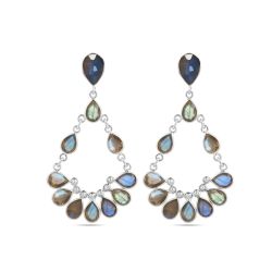Pendientes Plata Mujer PEM0300PLLA Colgante Piedras Minerales Labradorita