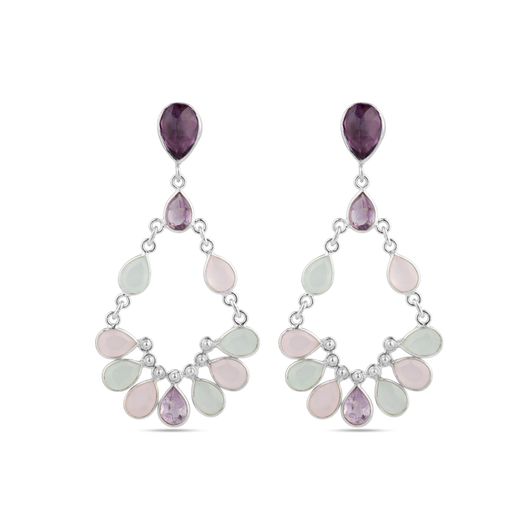 Pendientes Plata Mujer PEM0300PLMT Colgante Piedras Minerales Amatista