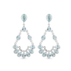 Pendientes Plata Mujer PEM0300PLTA Colgante Piedras Minerales Topacio Azul