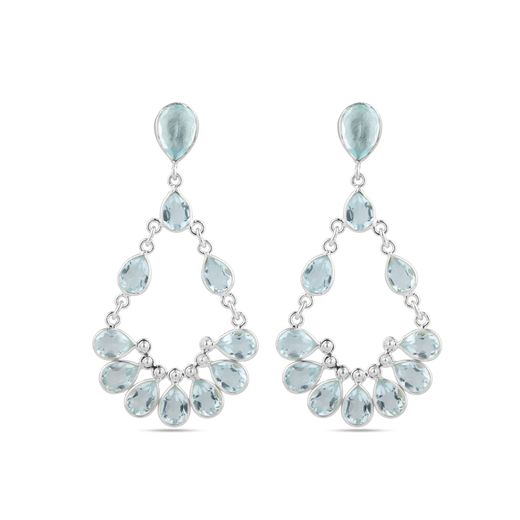 Pendientes Plata Mujer PEM0300PLTA Colgante Piedras Minerales Topacio Azul
