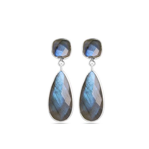 Pendientes Plata Mujer PEM0301PLLA Colgante Piedras Minerales Labradorita