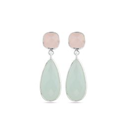 Pendientes Plata Mujer PEM0301PLVA Colgante Piedras Minerales Varias