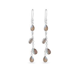 Pendientes Plata Mujer PEM0302PLCA Colgante Piedras Minerales Calcedonia