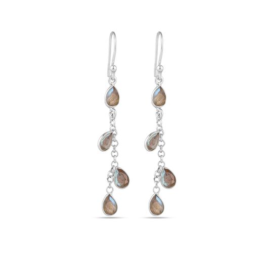 Pendientes Plata Mujer PEM0302PLCA Colgante Piedras Minerales Calcedonia