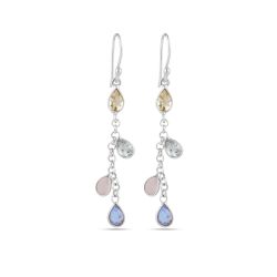 Pendientes Plata Mujer PEM0302PLVA Colgante Piedras Minerales Varias