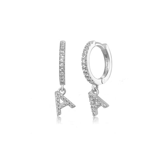 Pendientes Plata Mujer PEZ0392RHA Aro C. Colgante Letra A & Circonitas