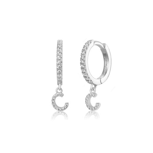 Pendientes Plata Mujer PEZ0392RHC Aro C. Colgante Letra C & Circonitas