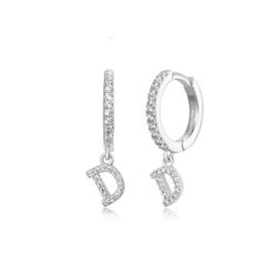 Pendientes Plata Mujer PEZ0392RHD Aro C. Colgante Letra D & Circonitas