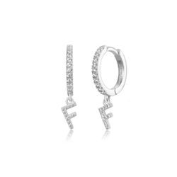 Pendientes Plata Mujer PEZ0392RHF Aro C. Colgante Letra F & Circonitas