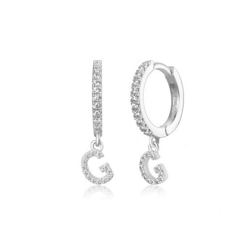 Pendientes Plata Mujer PEZ0392RHG Aro C. Colgante Letra A & Circonitas