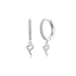 Pendientes Plata Mujer PEZ0392RHP Aro C. Colgante Letra P & Circonitas