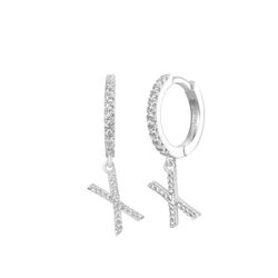 Pendientes Plata Mujer PEZ0392RHX Aro C. Colgante Letra X & Circonitas