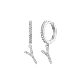 Pendientes Plata Mujer PEZ0392RHY Aro C. Colgante Letra Y & Circonitas