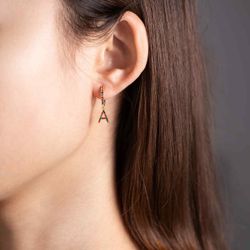 Pendientes Plata Mujer PEZ0393DOY Aro C. Colgante Letra Y & Circonitas Multicolor