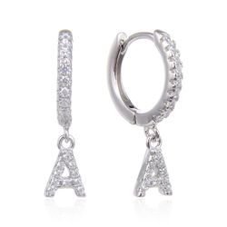 Pendientes Plata Mujer 6mm PEZ0643RHA Aro Colgante Letra A