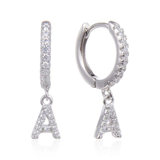 Pendientes Plata Mujer 6mm PEZ0643RHA Aro Colgante Letra A