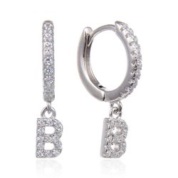 Pendientes Plata Mujer 6mm PEZ0643RHB Aro Colgante Letra B