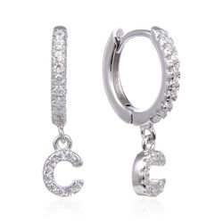 Pendientes Plata Mujer 6mm PEZ0643RHC Aro Colgante Letra C