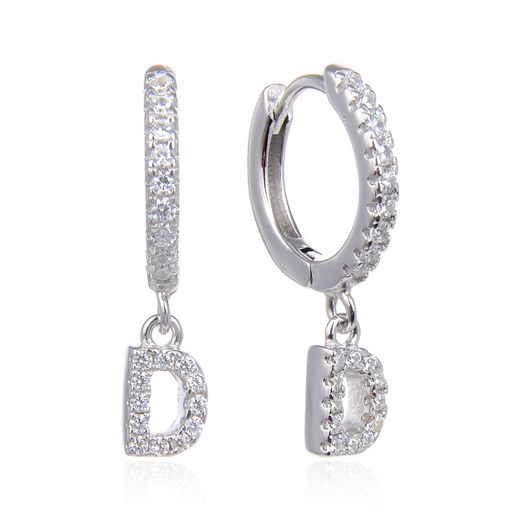 Pendientes Plata Mujer 6mm PEZ0643RHD Aro Colgante Letra D