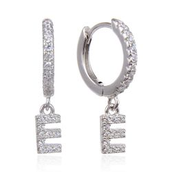 Pendientes Plata Mujer 6mm PEZ0643RHE Aro Colgante Letra E