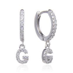 Pendientes Plata Mujer 6mm PEZ0643RHG Aro Colgante Letra G