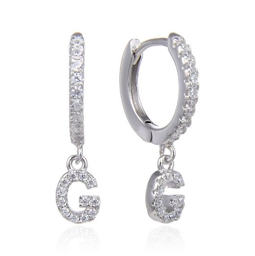 Pendientes Plata Mujer 6mm PEZ0643RHG Aro Colgante Letra G