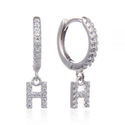 Pendientes Plata Mujer 6mm PEZ0643RHH Aro Colgante Letra H