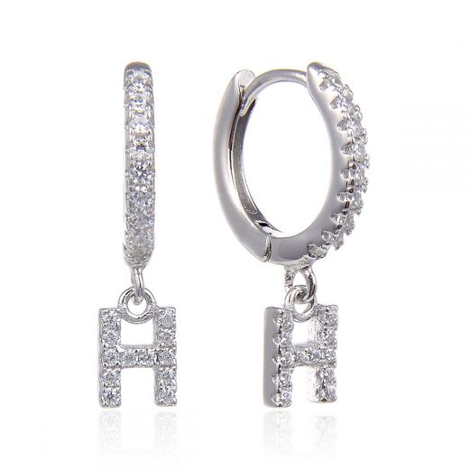 Pendientes Plata Mujer 6mm PEZ0643RHH Aro Colgante Letra H