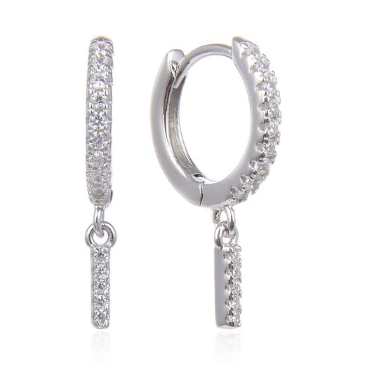 Pendientes Plata Mujer 6mm PEZ0643RHI Aro Colgante Letra I