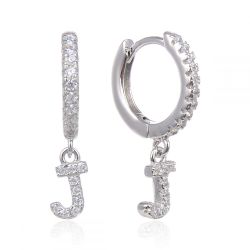 Pendientes Plata Mujer 6mm PEZ0643RHJ Aro Colgante Letra J