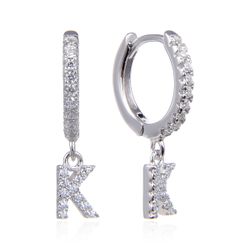 Pendientes Plata Mujer 6mm PEZ0643RHK Aro Colgante Letra K