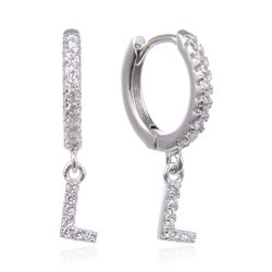 Pendientes Plata Mujer 6mm PEZ0643RHL Aro Colgante Letra L