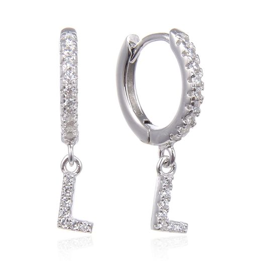 Pendientes Plata Mujer 6mm PEZ0643RHL Aro Colgante Letra L