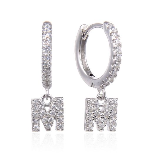 Pendientes Plata Mujer 6mm PEZ0643RHM Aro Colgante Letra M
