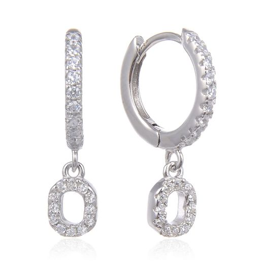 Pendientes Plata Mujer 6mm PEZ0643RHO Aro Colgante Letra O