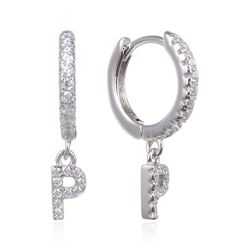 Pendientes Plata Mujer 6mm PEZ0643RHP Aro Colgante Letra P