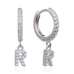 Pendientes Plata Mujer 6mm PEZ0643RHR Aro Colgante Letra R