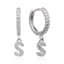 Pendientes Plata Mujer 6mm PEZ0643RHS Aro Colgante Letra S