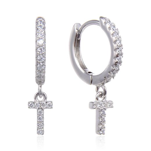 Pendientes Plata Mujer 6mm PEZ0643RHT Aro Colgante Letra T
